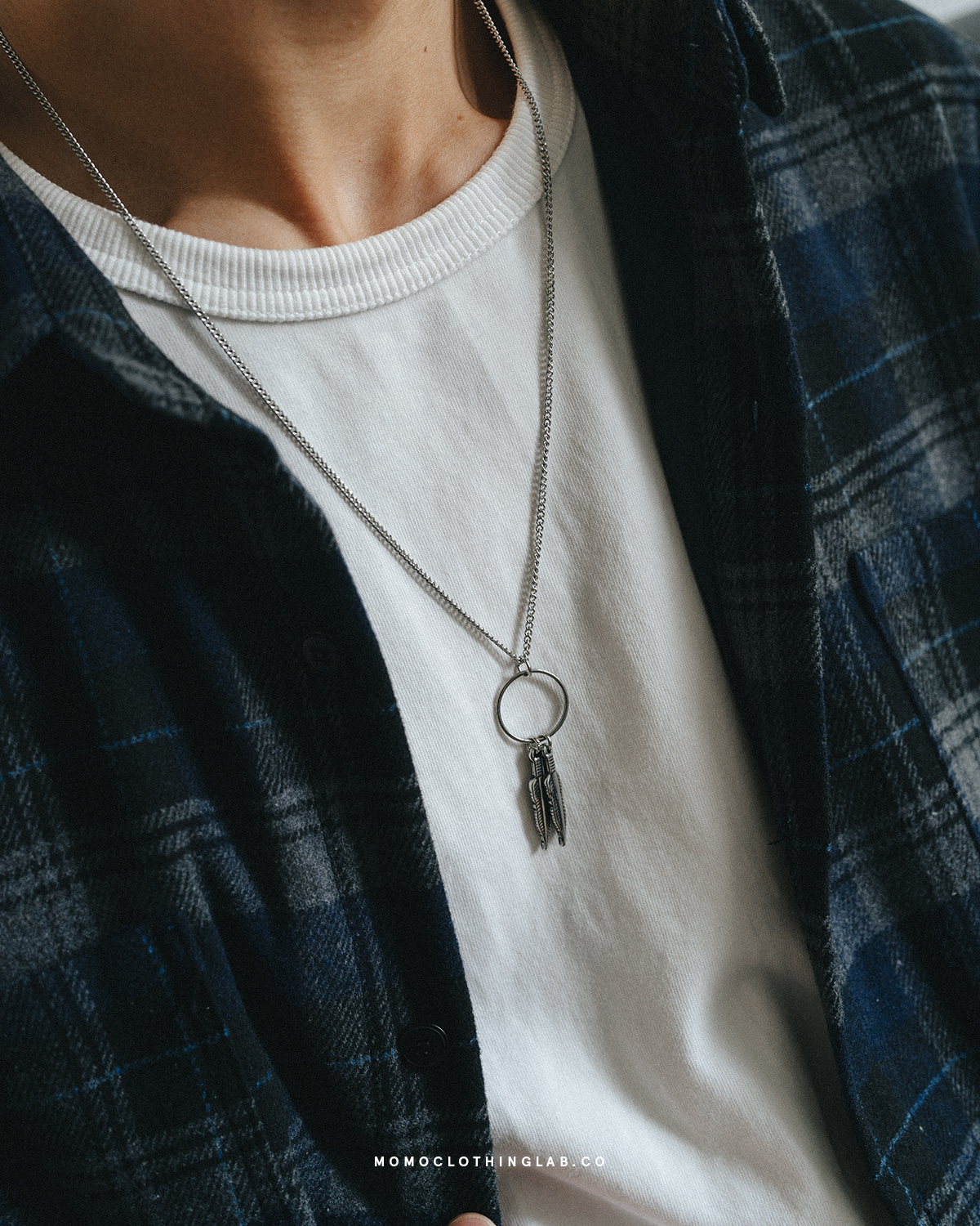 #現貨 (ACCN111) 正韓鋼項鍊 圓環羽毛