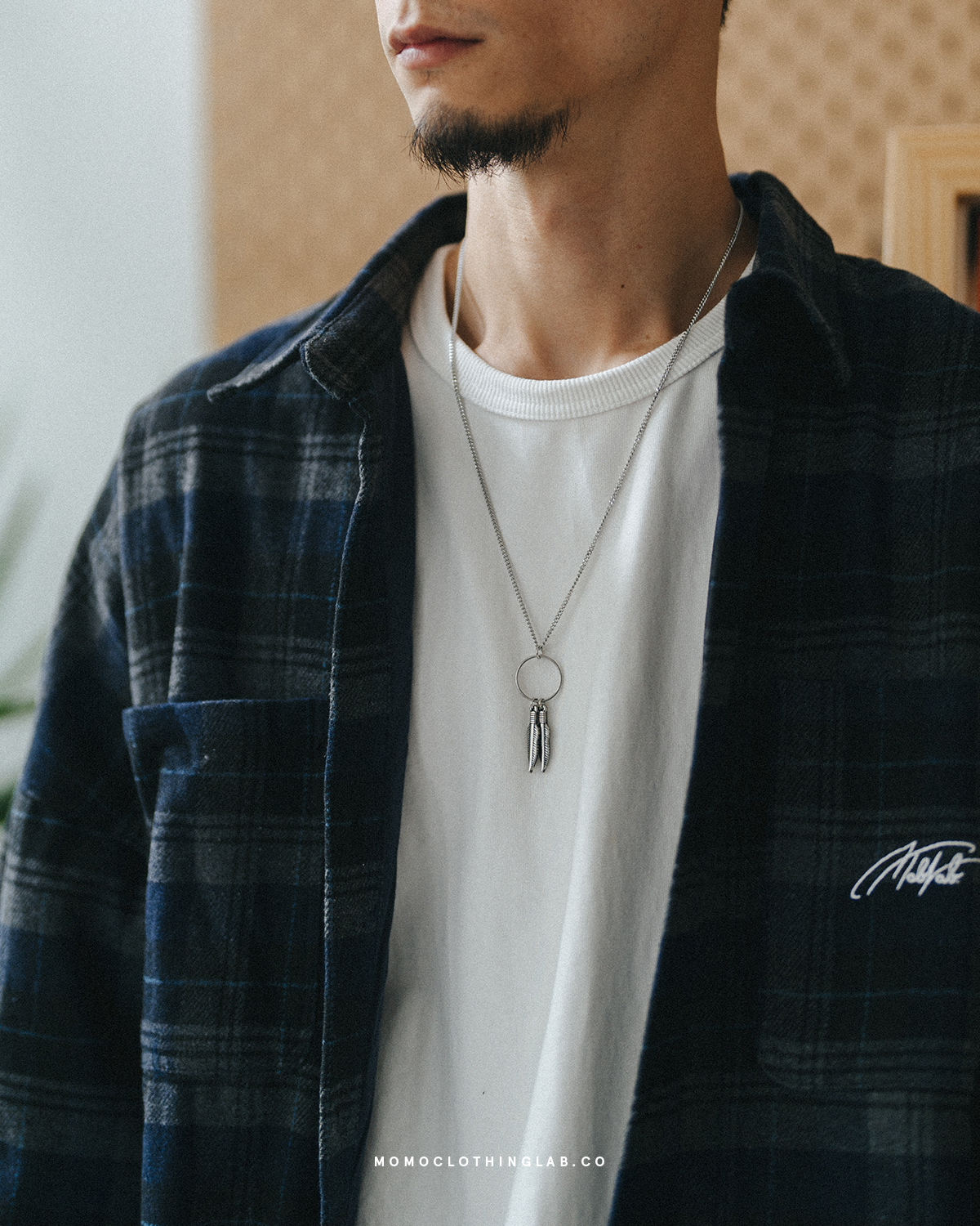 #現貨 (ACCN111) 正韓鋼項鍊 圓環羽毛