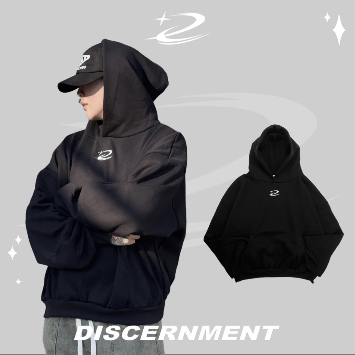 DISCERNMENT DCM METEOR LOGO HOODIE 流星刺繡帽T 550克 重磅