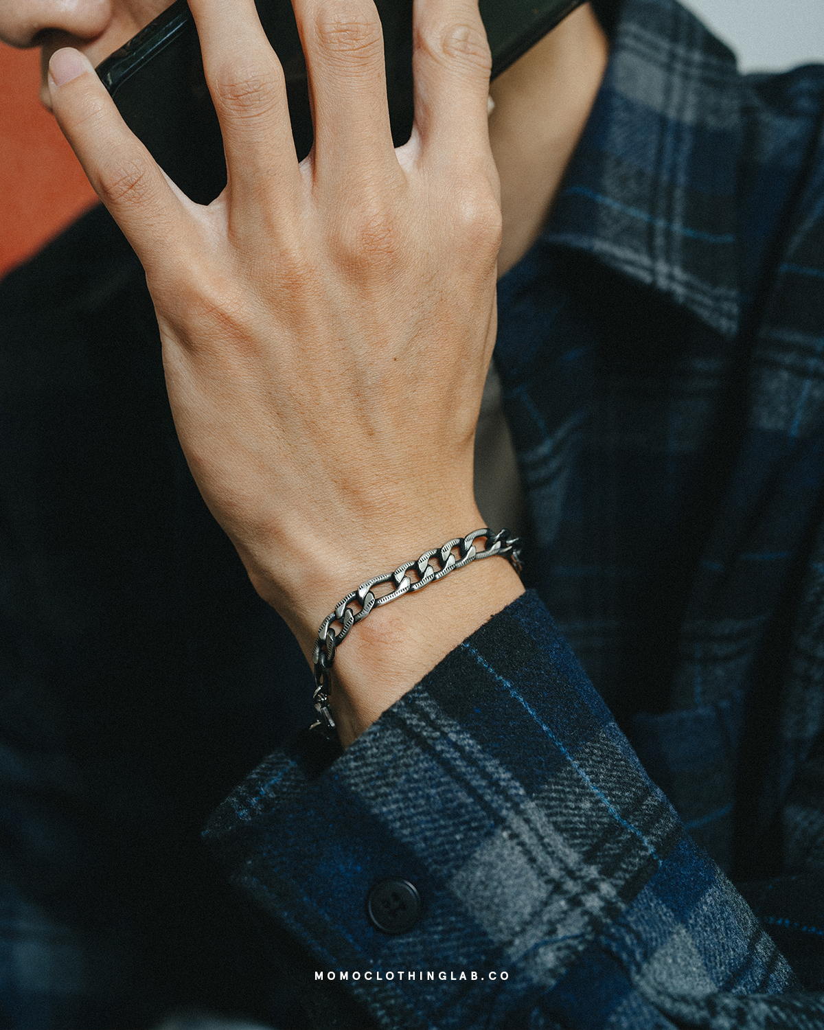 #現貨 (ACCB104) 正韓鋼手鍊 壓紋復古扁古巴手鍊