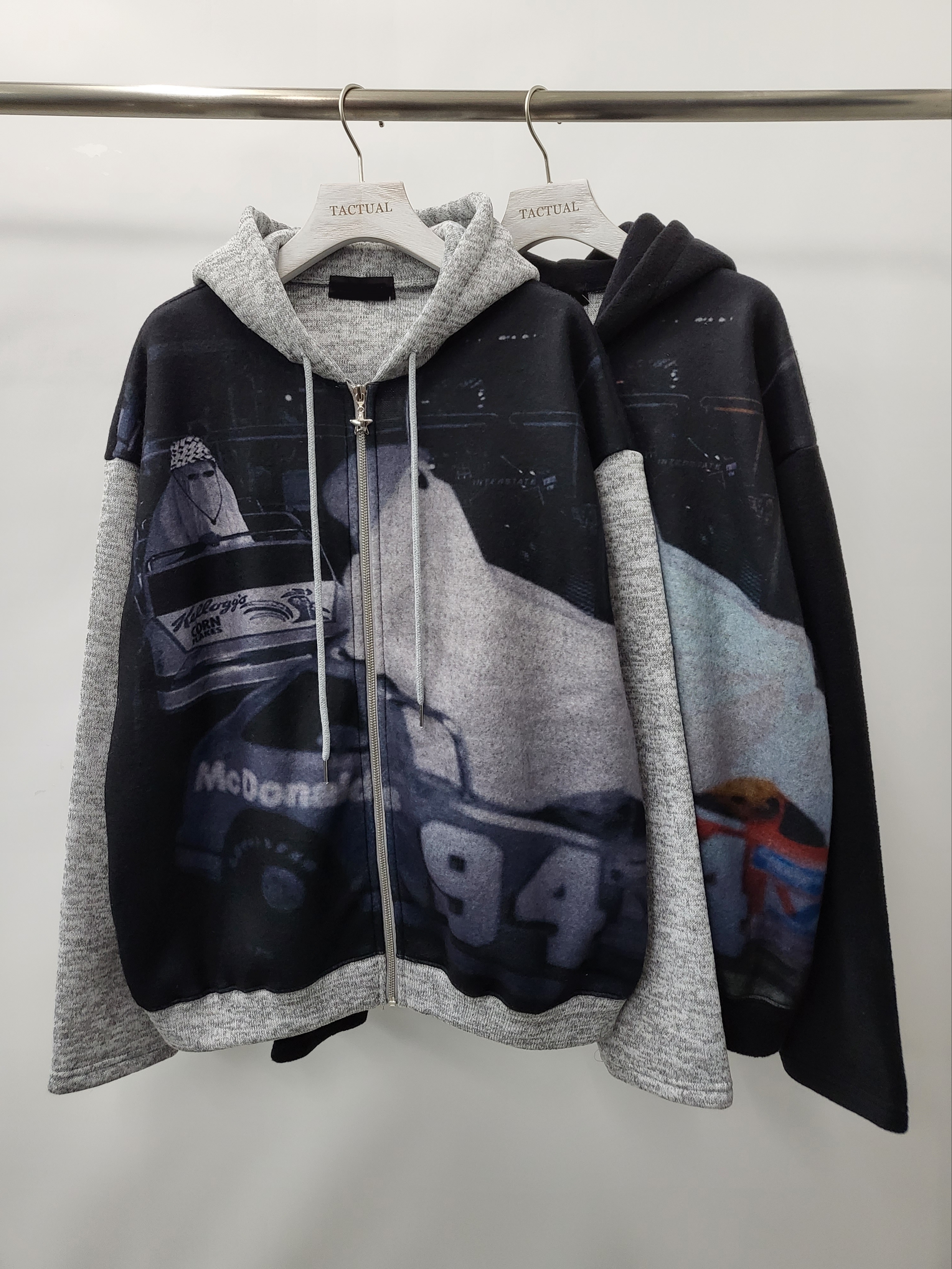 圖案連帽拉鍊外套 JK2436