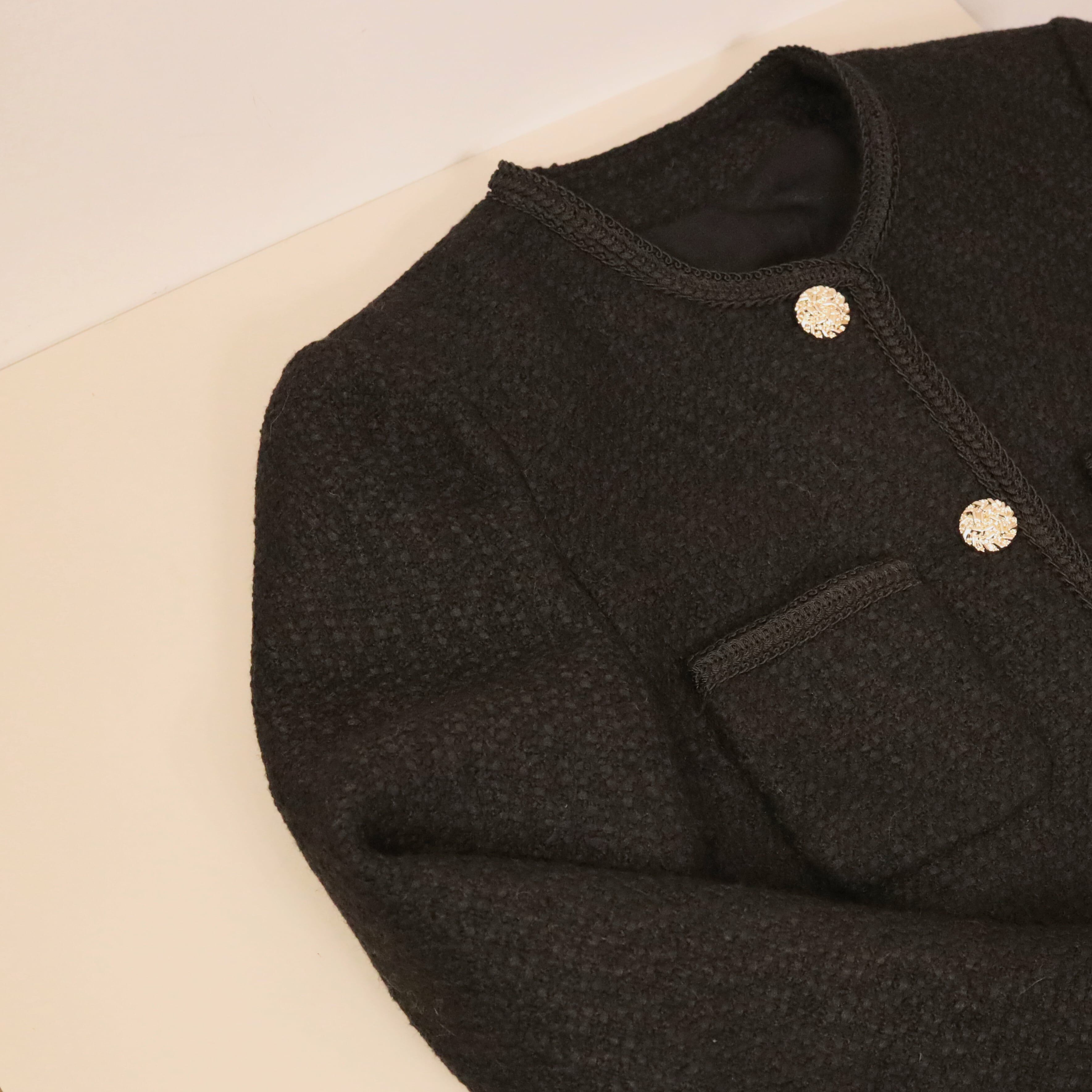 現貨 7094 極高質感 簡約黑 Tweed Jacket