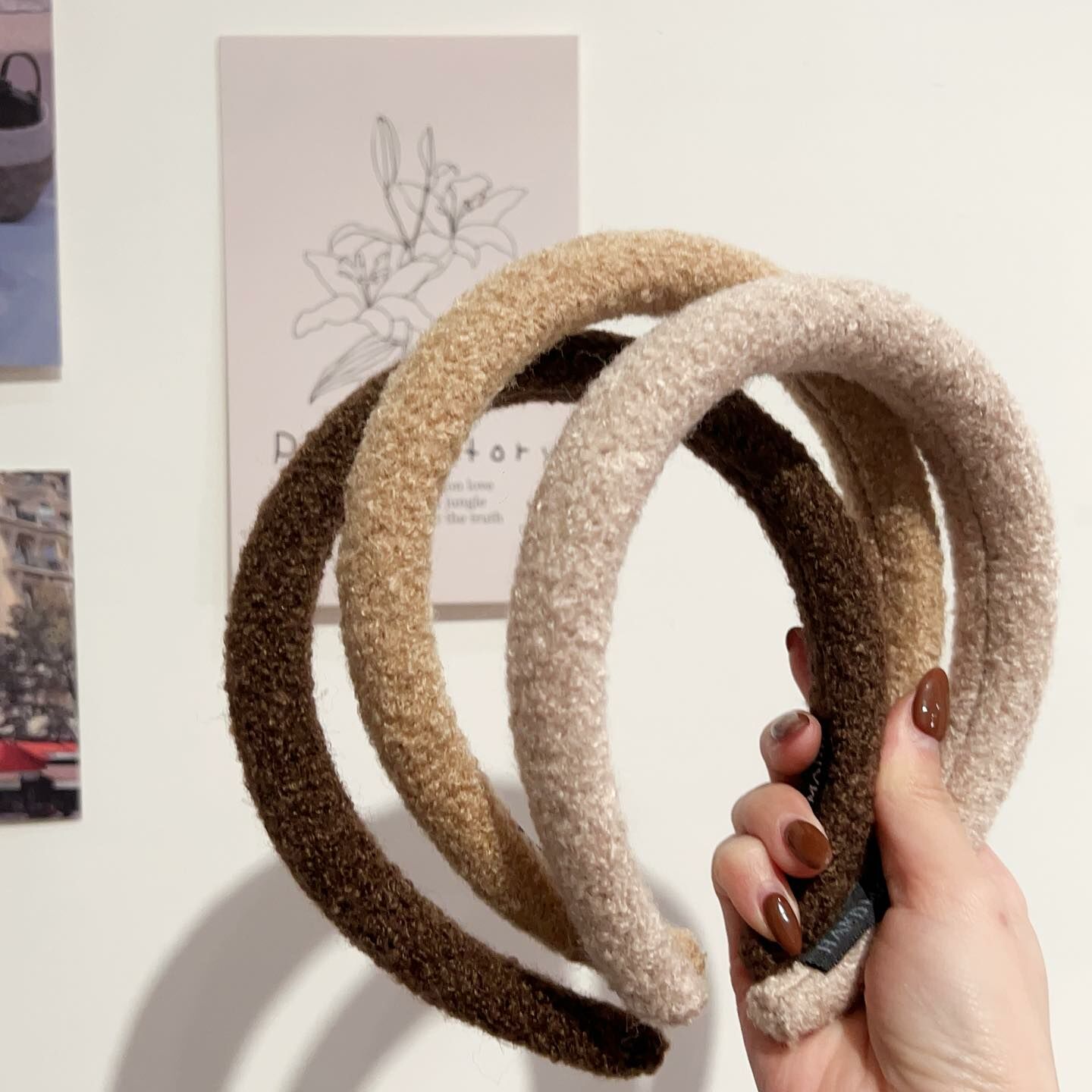 美拉德羊絨顆粒感髮箍。五色