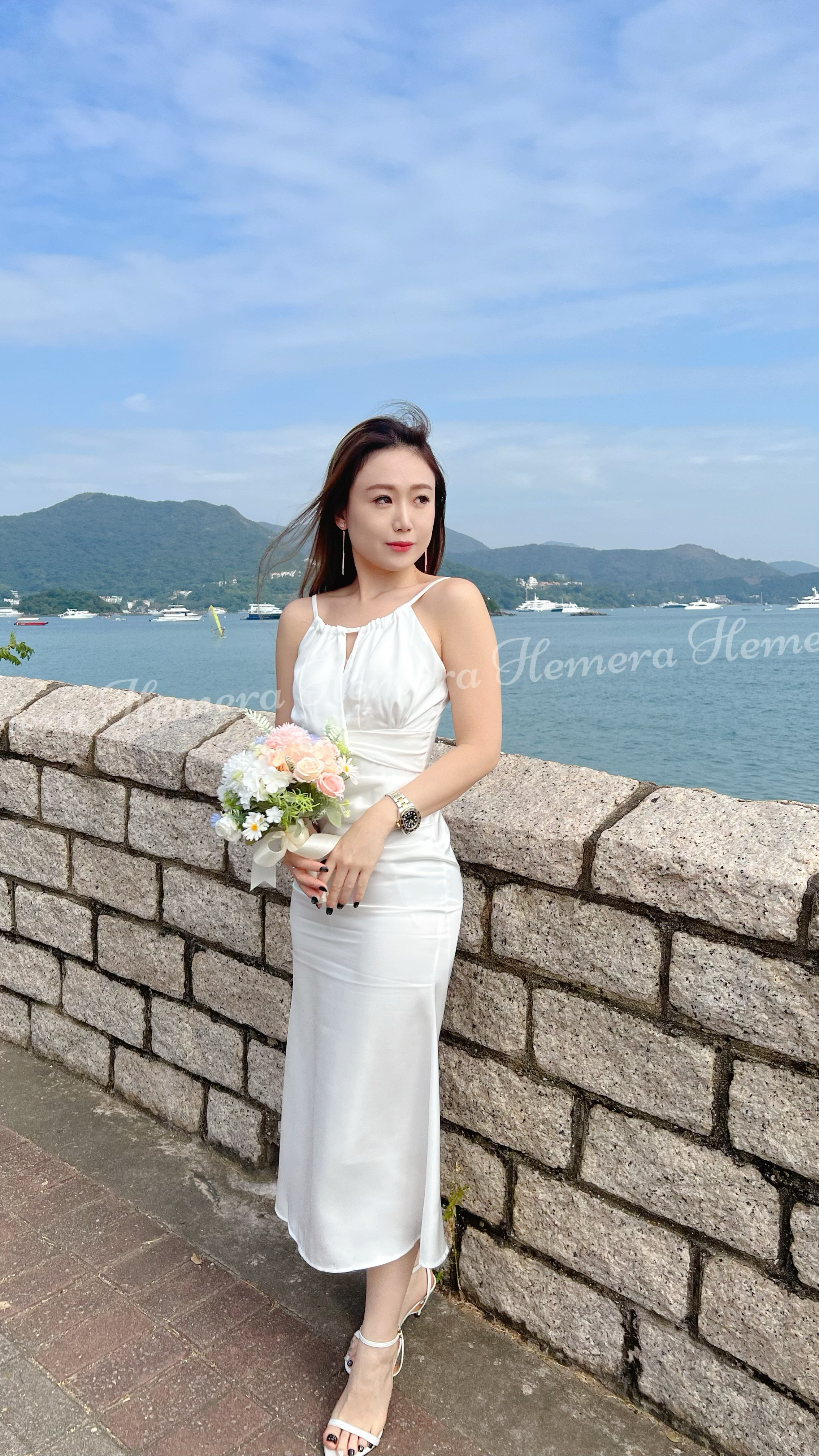 DR23W1215 仙氣掛頸顯胸形扭結魚尾連身裙