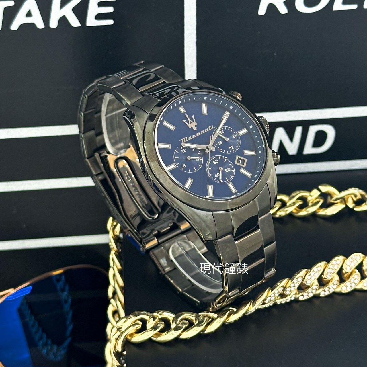 【MASERATI 瑪莎拉蒂】Attrazione 極致吸引系列三眼腕錶 R8853151012 43mm 現代鐘錶