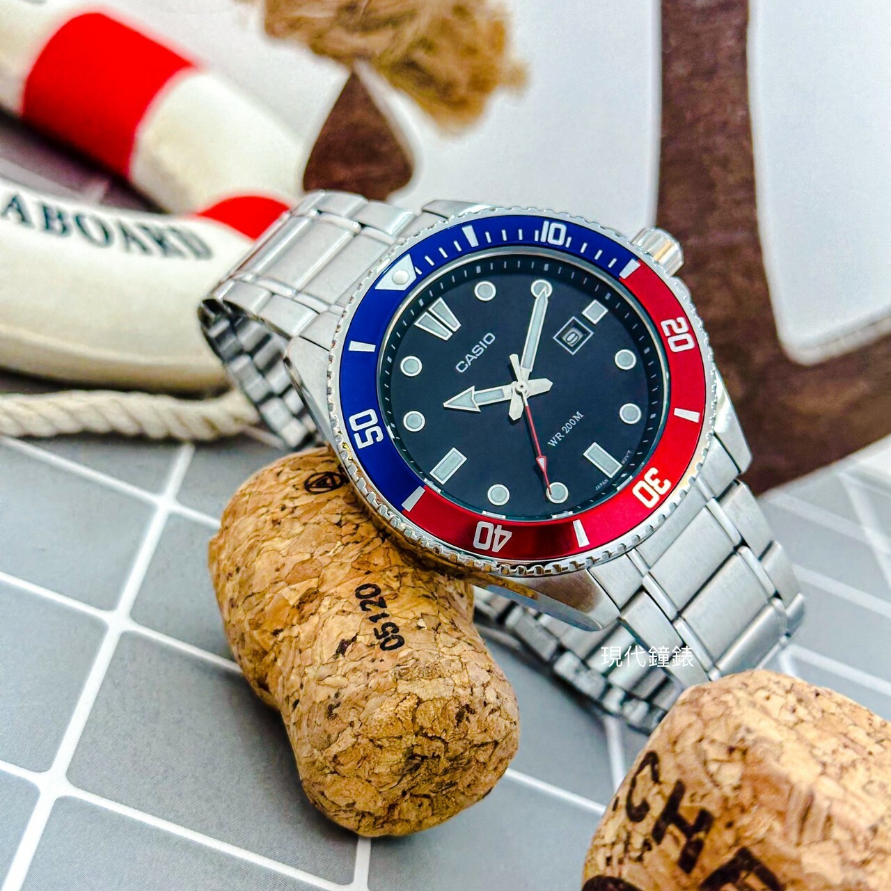 【CASIO 卡西歐】新槍魚系列黑水鬼-可樂圈 MDV-107D-1A3 44.2mm 現代鐘錶