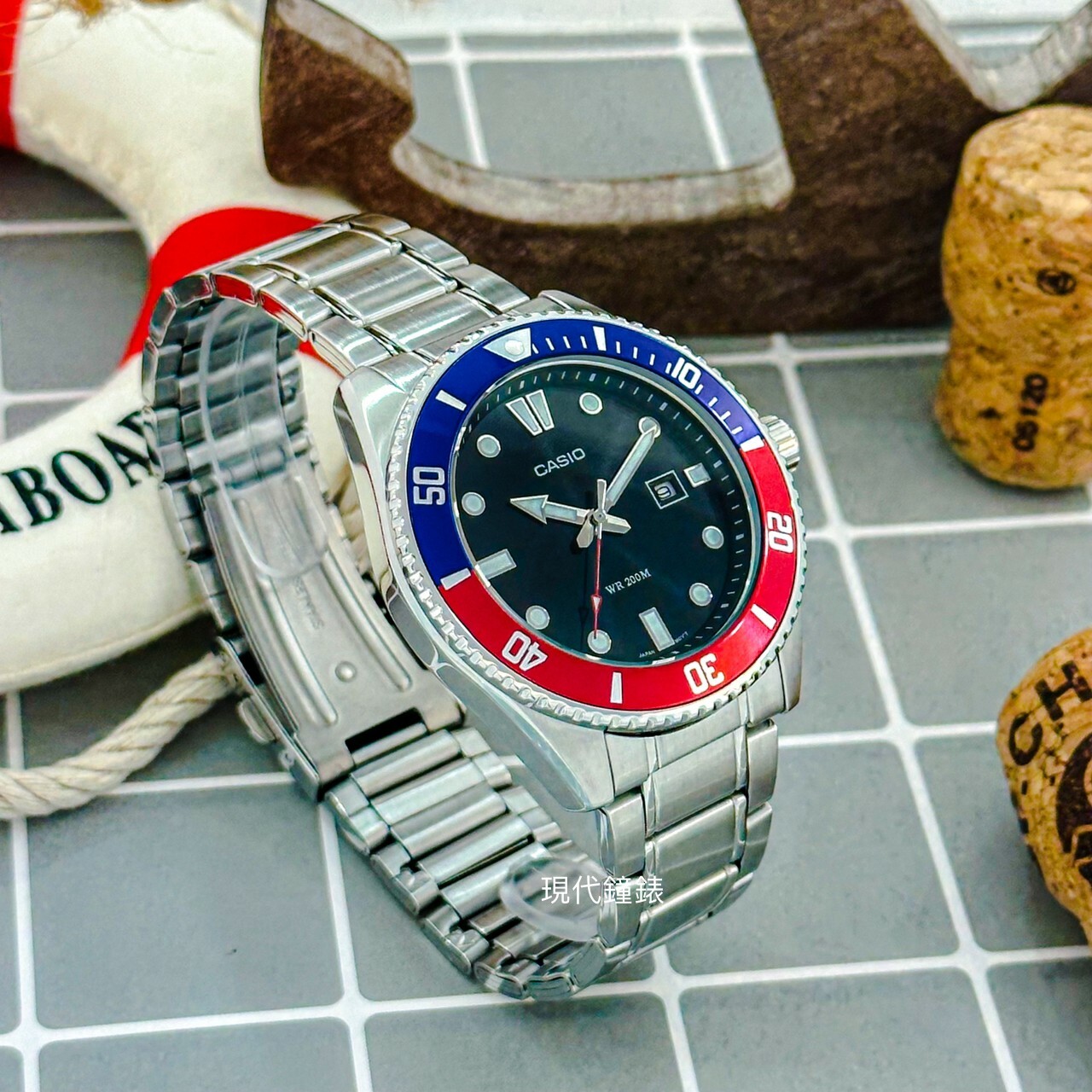 【CASIO 卡西歐】新槍魚系列黑水鬼-可樂圈 MDV-107D-1A3 44.2mm 現代鐘錶