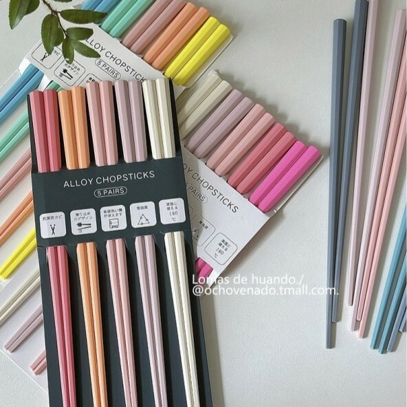 《3427》OCHOVENADO高級感馬卡龍色筷子5雙筷組