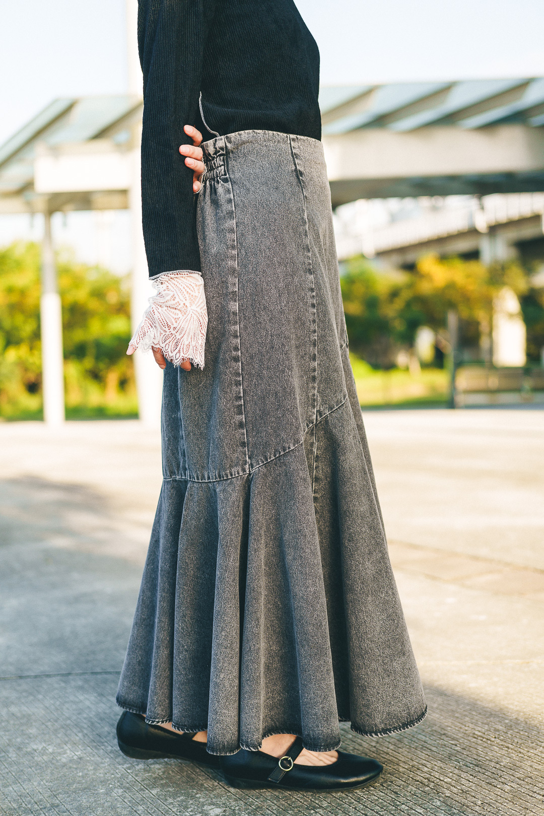 小漫冬曲！美人魚牛仔裙(兩色-水洗黑)