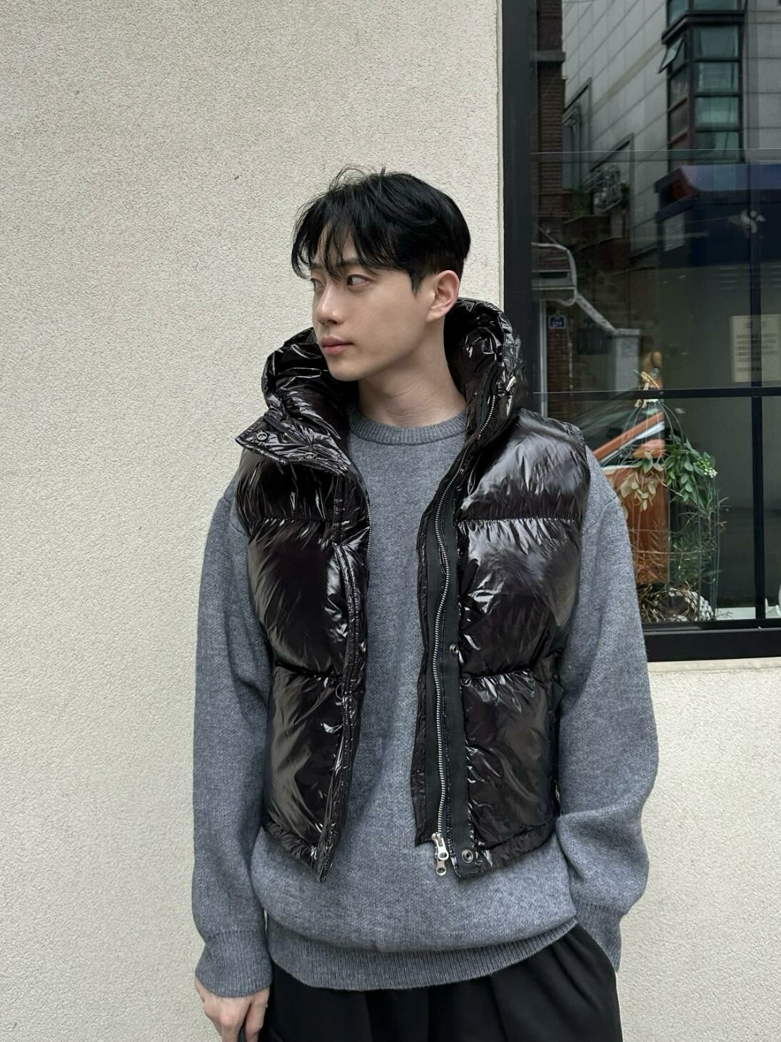 亮面連帽拉鍊背心褸(夾棉) OUR ROOM-003V