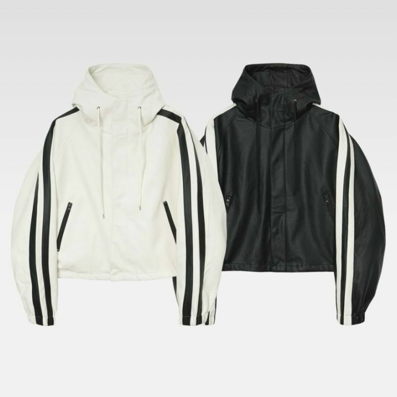 雙間連帽開胸合成皮褸 OUR ROOM-005JK