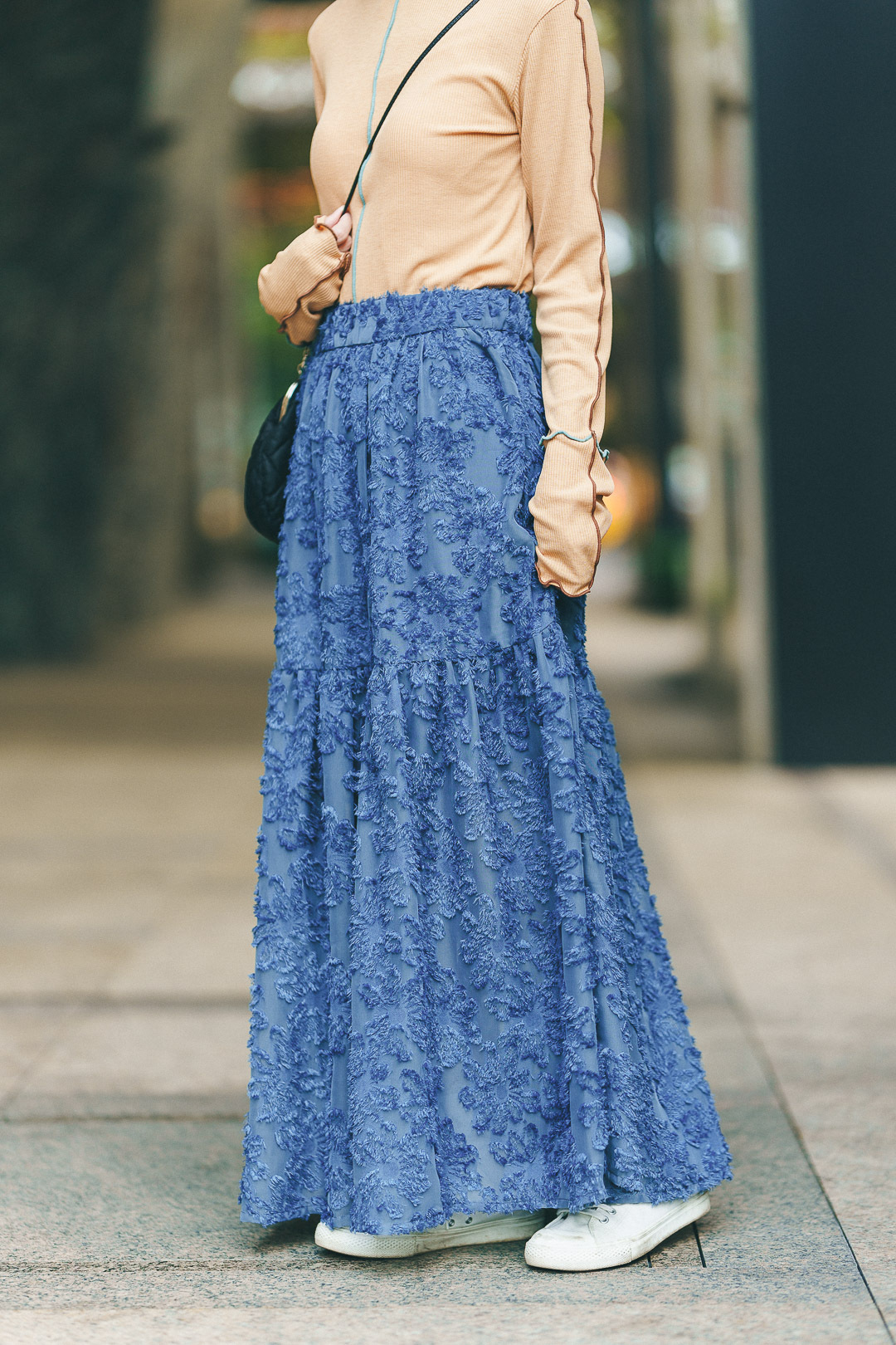 睡蓮池！小花毛絨蛋糕裙(三色-煙藍)