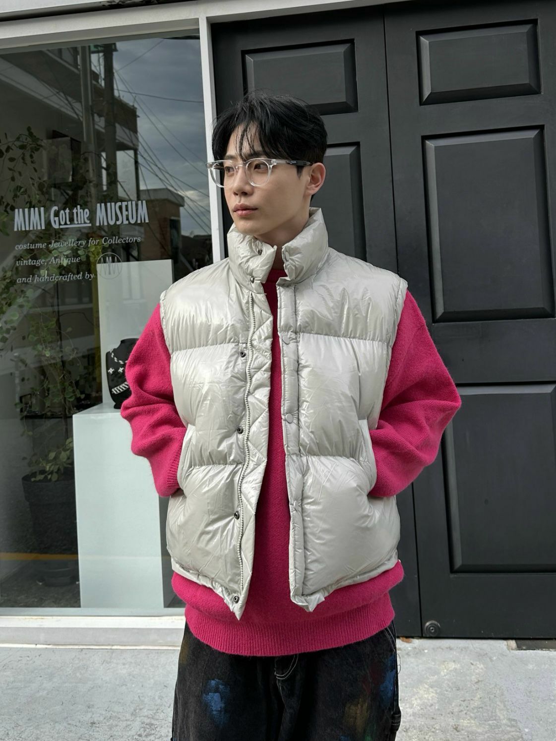 亮面高領拉鍊背心褸(夾棉) OUR ROOM-006V