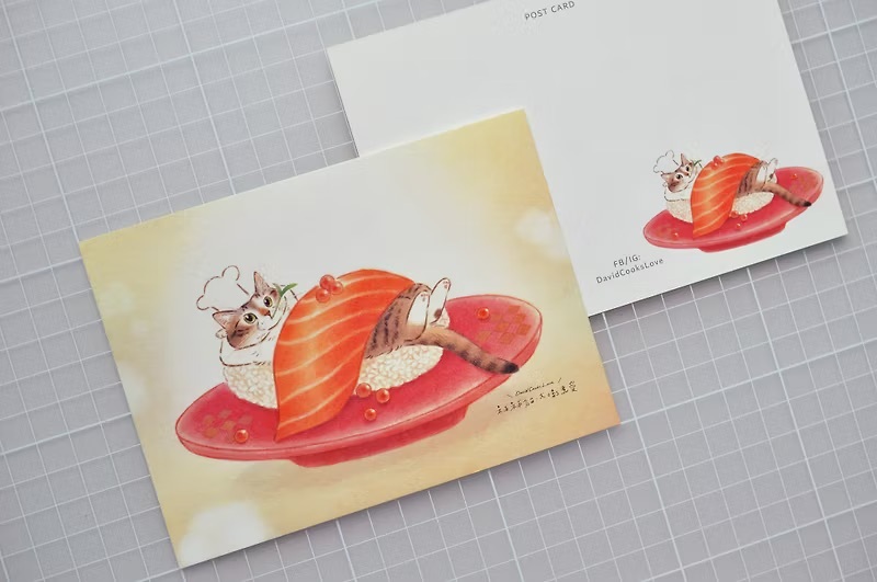 補補貓‧大衛煮愛｜明信片｜鮭魚俠