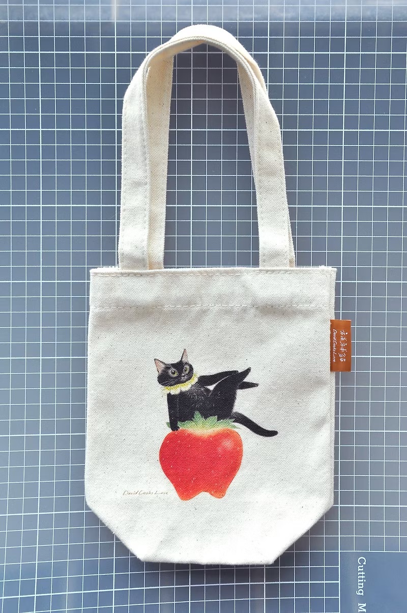 補補貓‧大衛煮愛｜飲料袋｜草莓黑貓