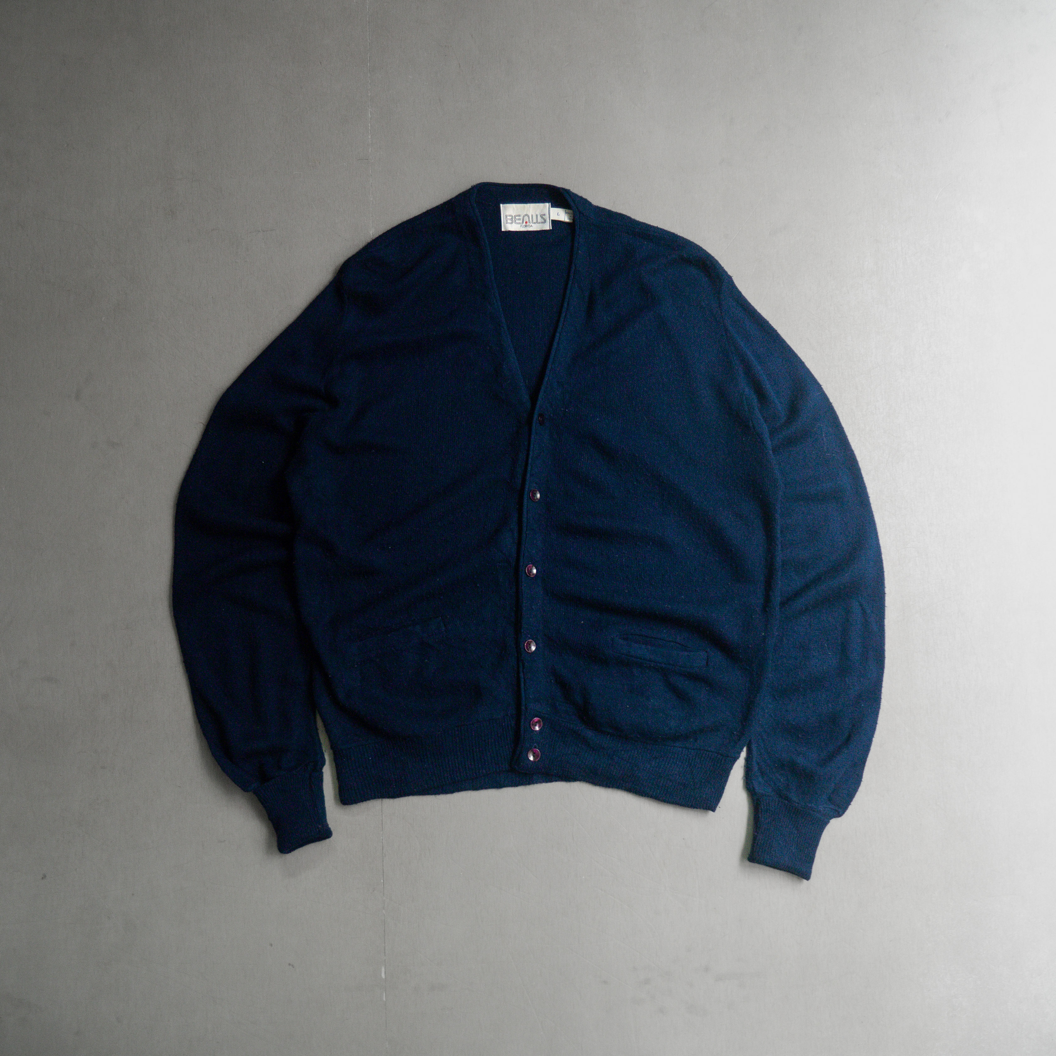 VINTAGE ACRYLIC CARDIGAN 美國製 深藍 壓克力 針織 開襟 外套