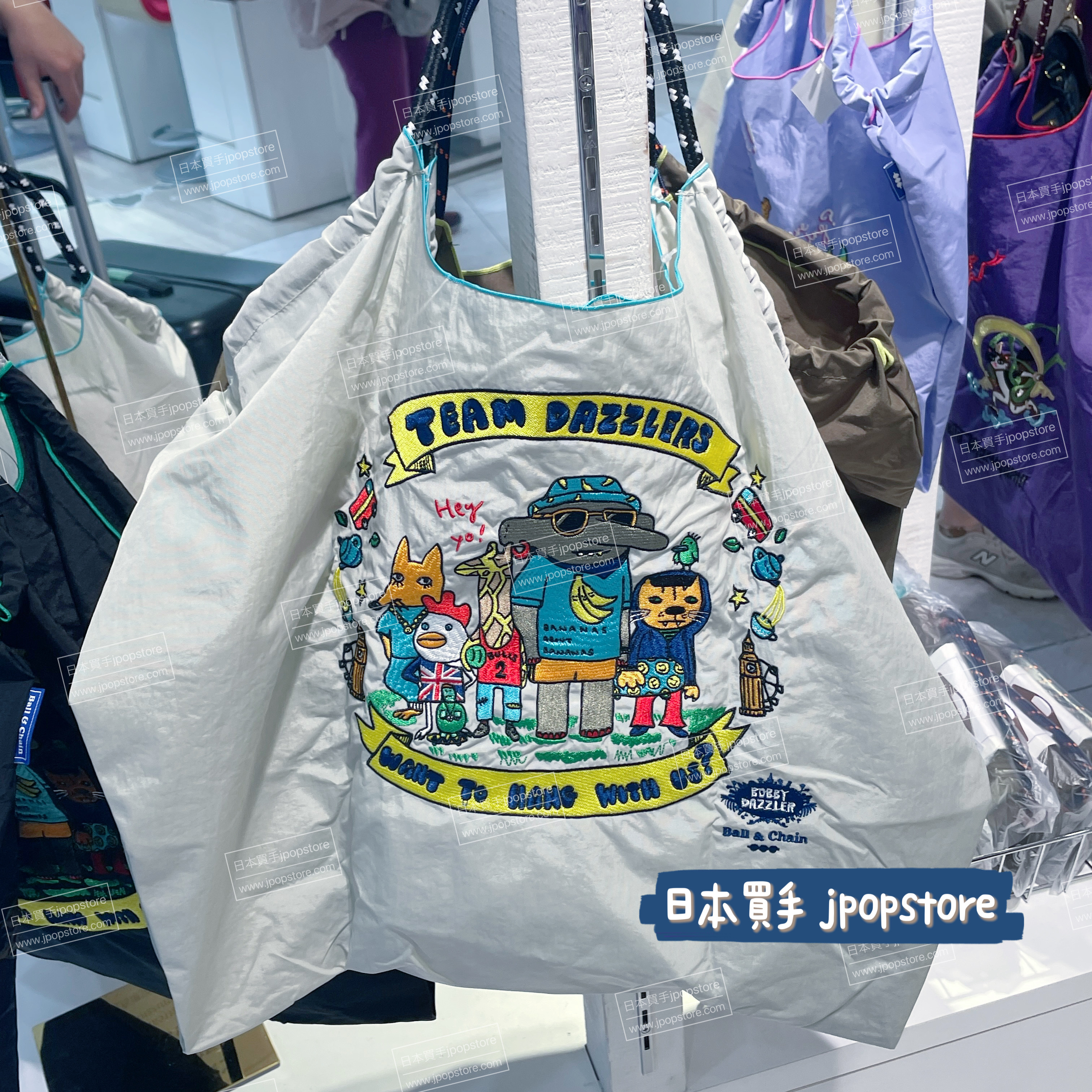 Ball & Chain 繡花環保袋 M尺寸（bobby dazzler TEAM dazzlers）日本直送