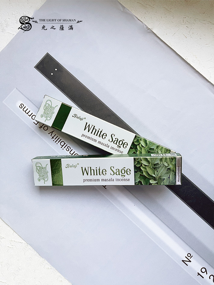 BALAJI白鼠尾草線香用於儀式冥想和淨化空間清新舒緩的香氣有助於提升空間的氛圍 -光之薩滿