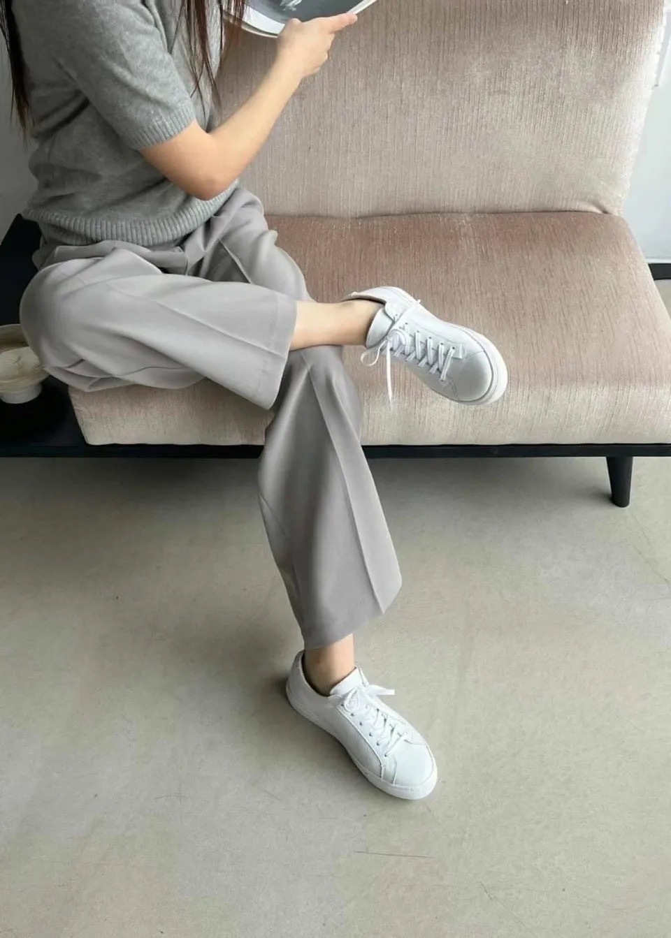 正韓真牛皮休閒鞋