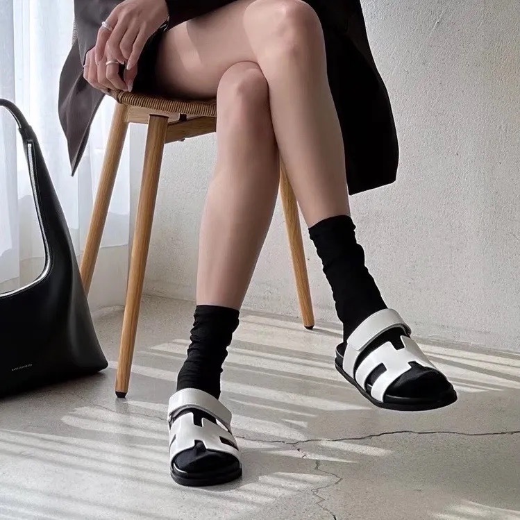 正韓經典H皮質拖鞋