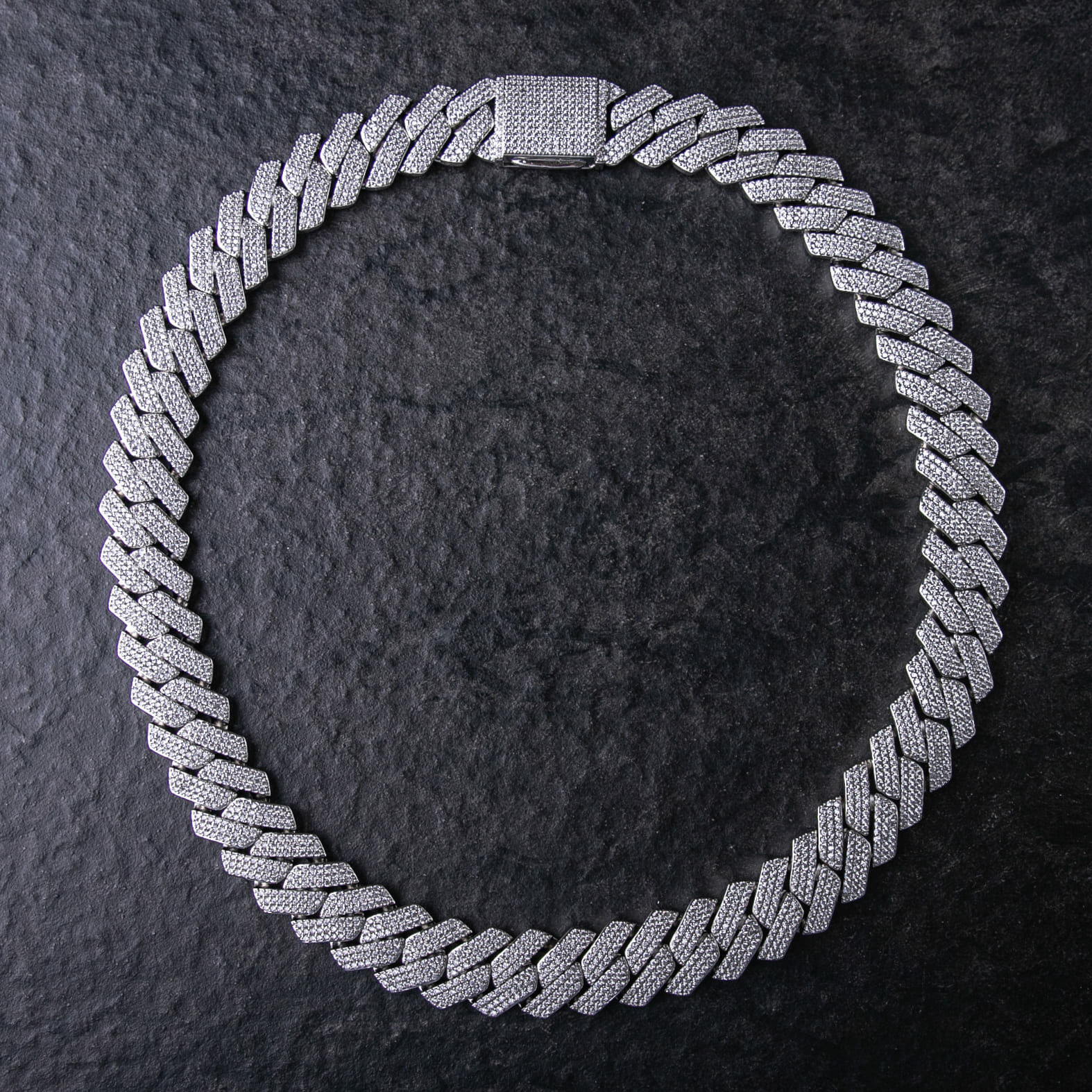 20mm三排滿鑲菱形古巴鍊