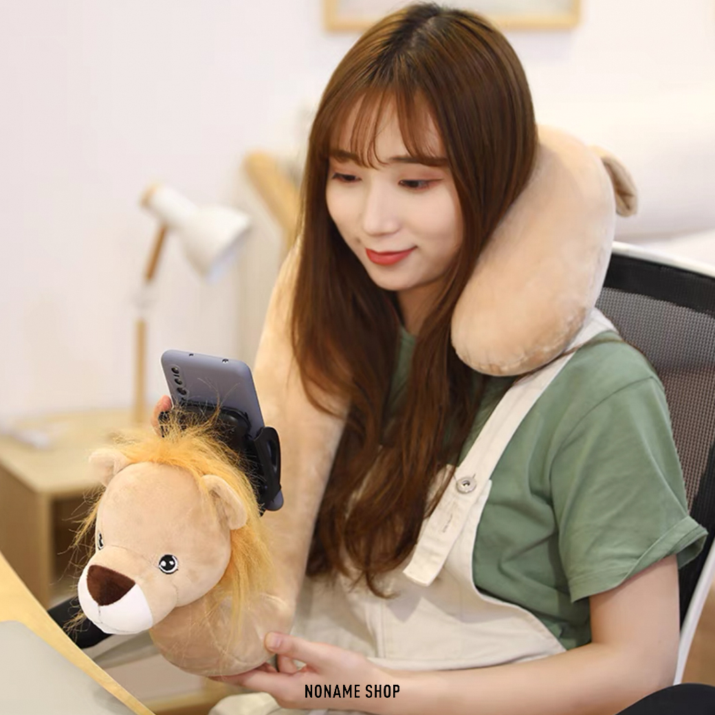 懶人 U型 動物 掛脖子 手機支架 戶頸枕