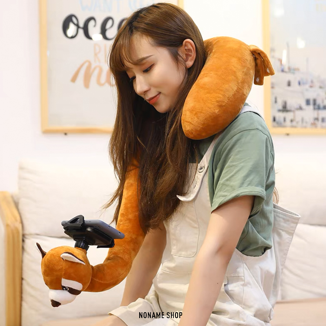 懶人 U型 動物 掛脖子 手機支架 戶頸枕