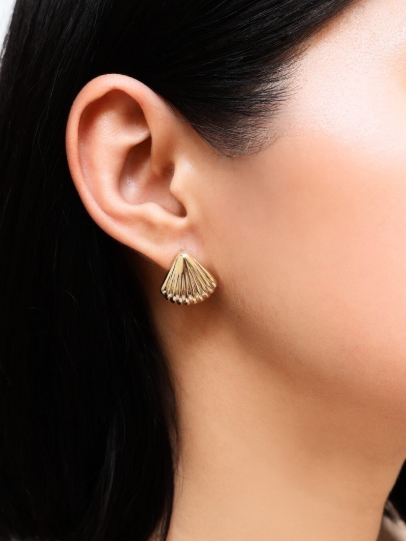 海邊拾貝｜貝殼設計銀針耳環 (14K金)