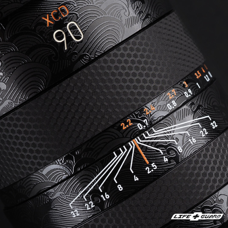 LIFE+GUARD 鏡頭貼膜安裝示意，適用 Hasselblad XCD 90mm F2.5 V