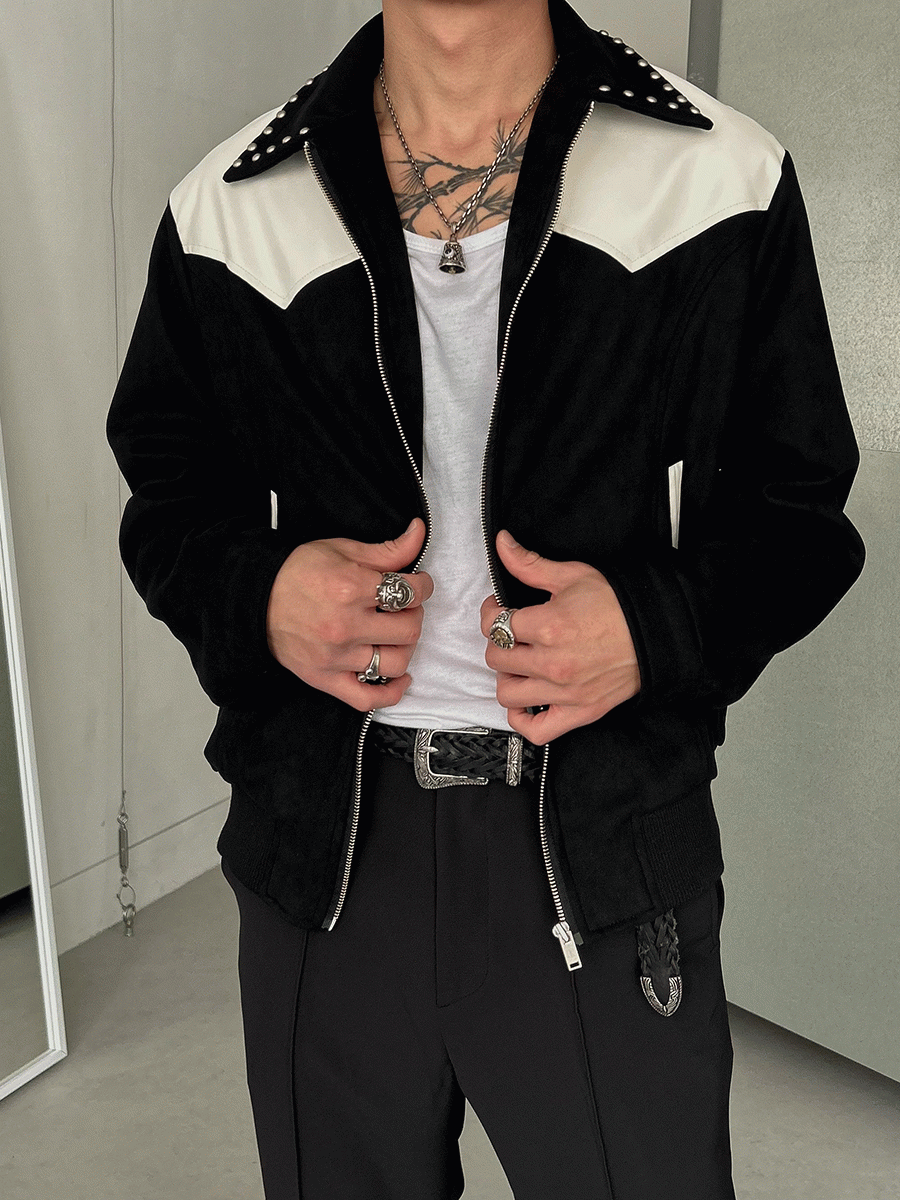 Mainz鉚釘西部夾克