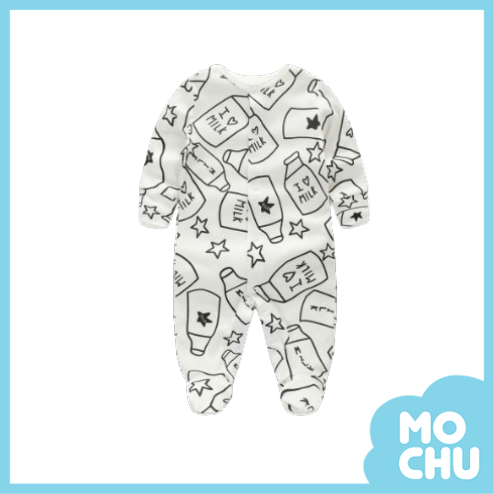 米白奶瓶包腳連身衣