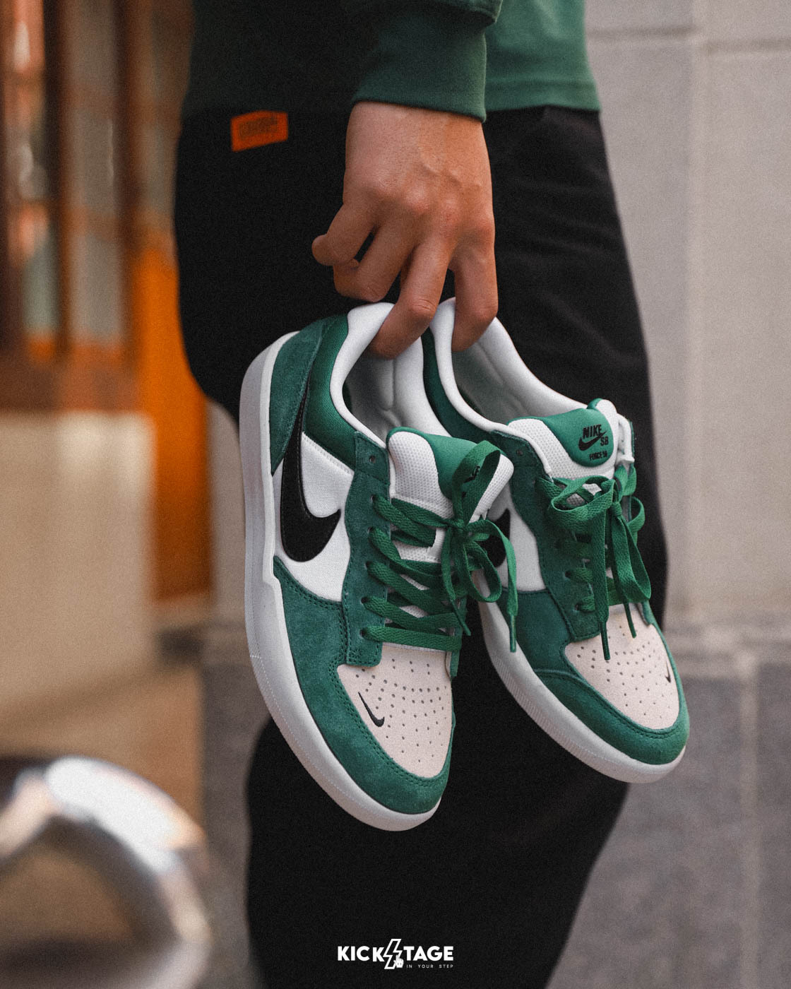 男鞋NIKE SB FORCE 58 'Pine Green' 綠白黑麂皮休閒滑板鞋【DV5477-3