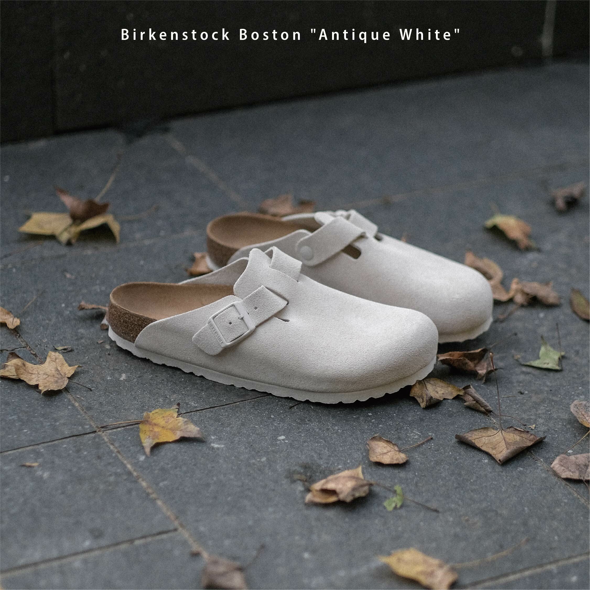 Birkenstock 'Boston Antique White' 勃肯拖鞋古董白麂皮