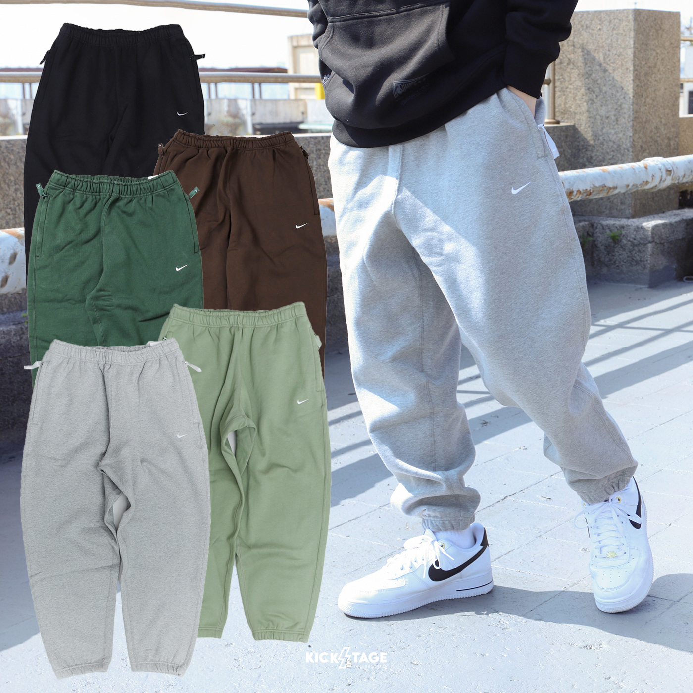 **特價商品售出不退換**男款 NIKE LAB SOLO SWOOSH PANTS 五色 刺繡小勾 寬鬆版 重磅 內刷毛 內抽繩 棉褲 長褲【DX1365】NIKELAB