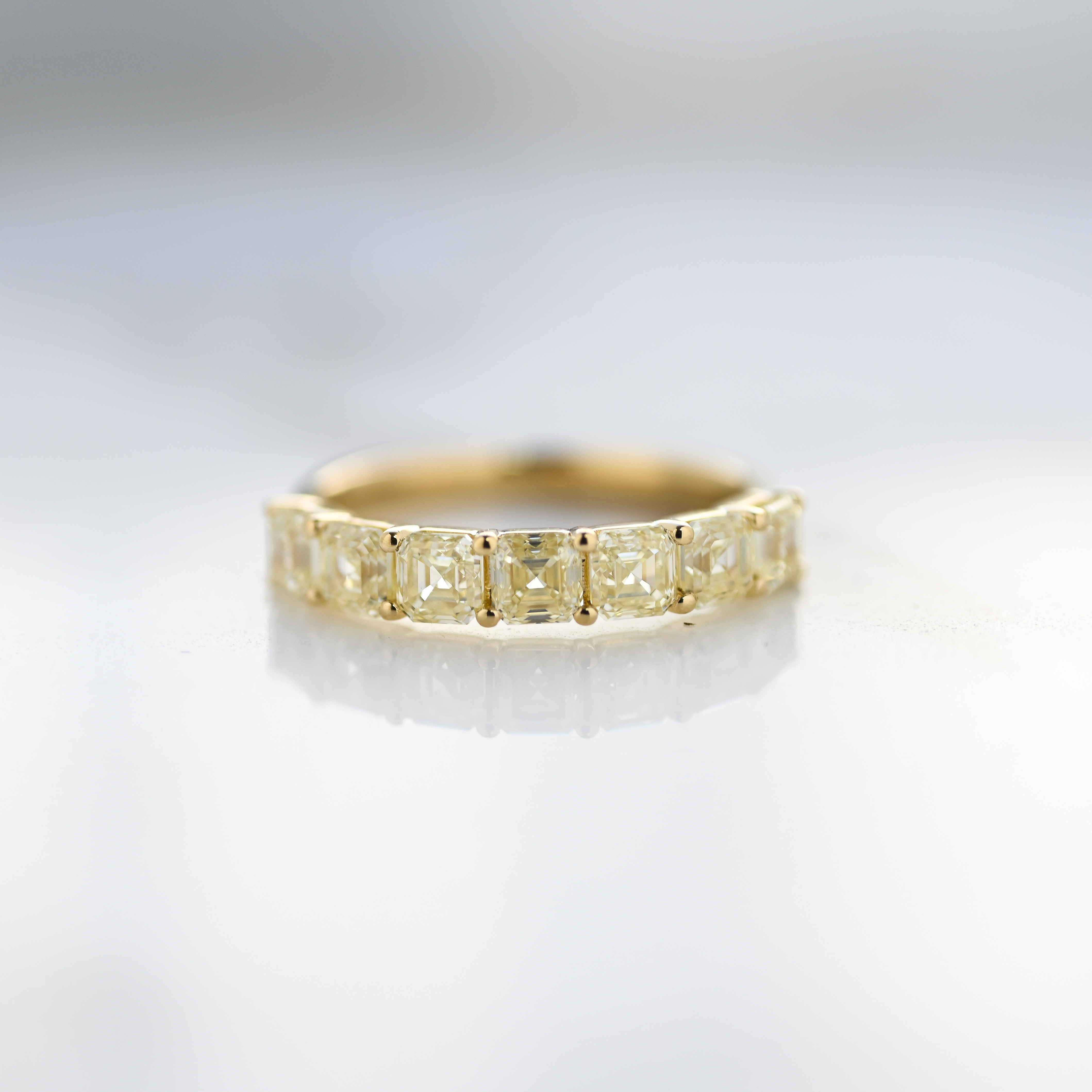 18K Half Asscher Cut Yellow Diamond Eternity Ring