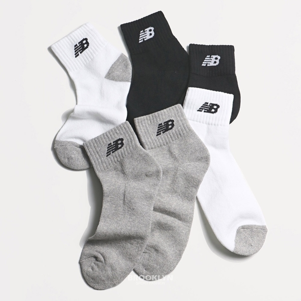 NEW BALANCE 中筒襪 運動襪 黑 灰 白 三雙一組 小腿襪 7831810200