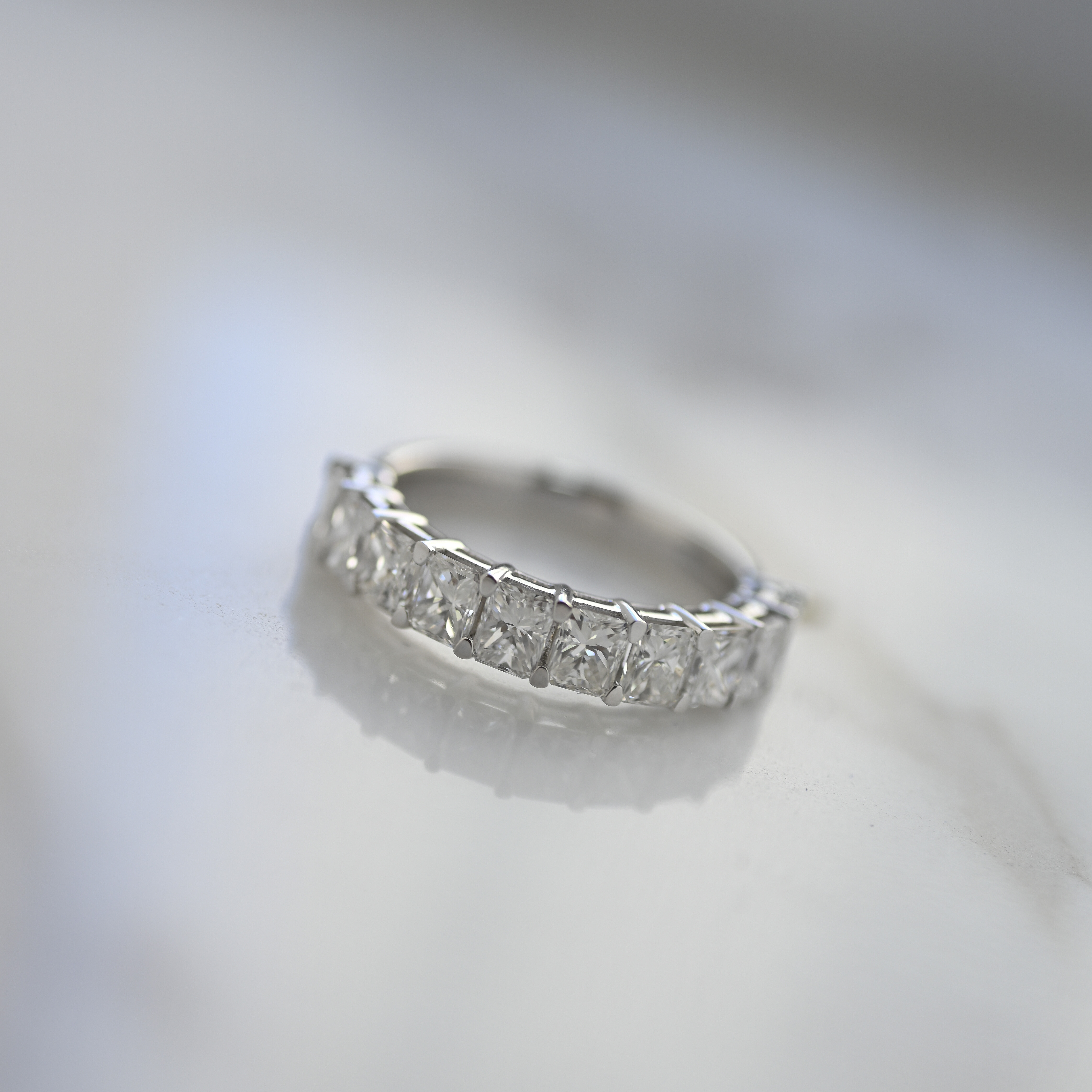 18K Half Radiant cut Diamond Eternity Ring