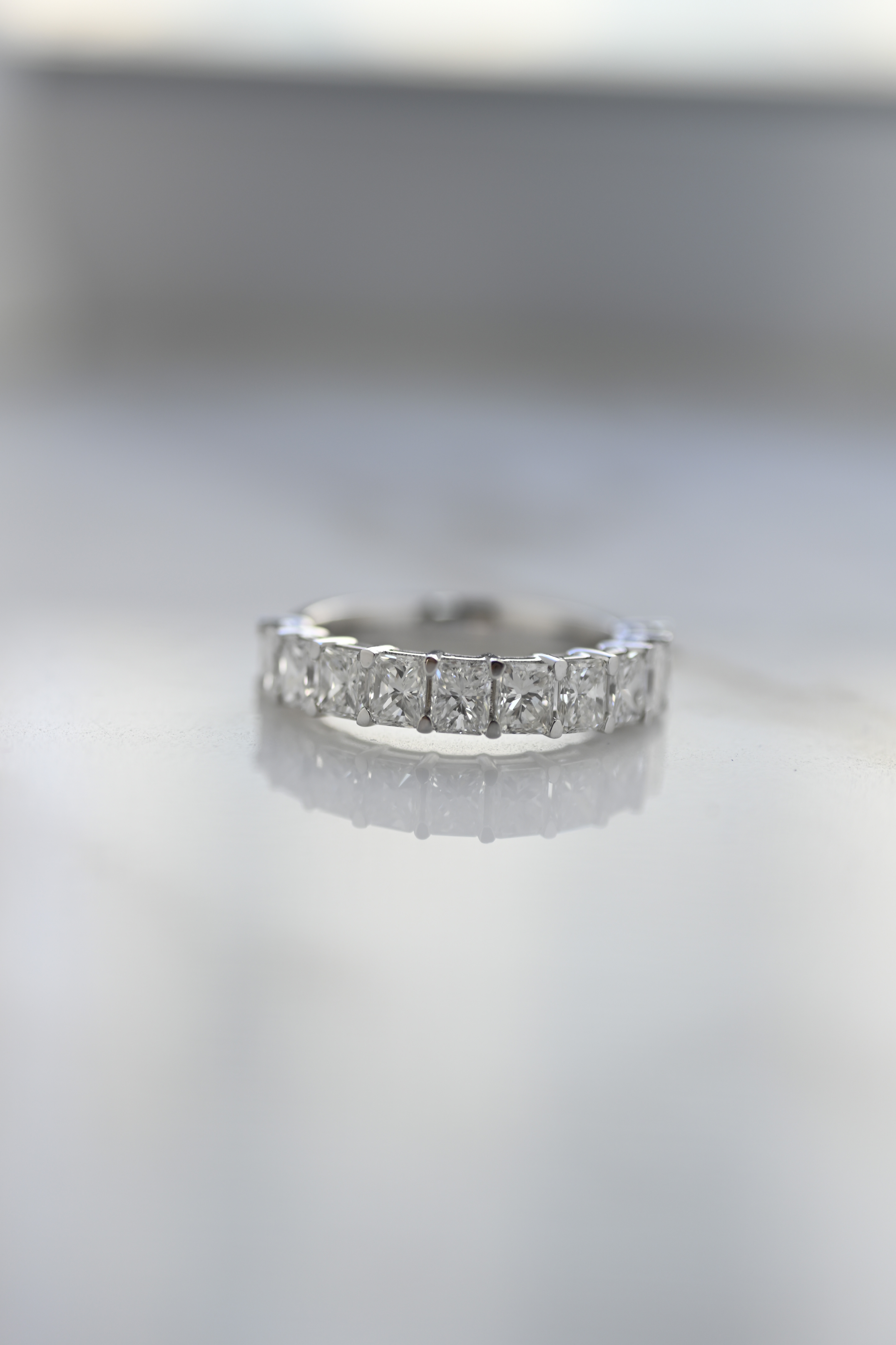 18K Half Radiant cut Diamond Eternity Ring