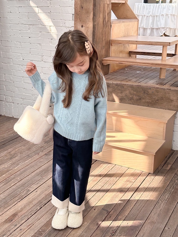 寶寶藍柔軟假兩件針織上衣