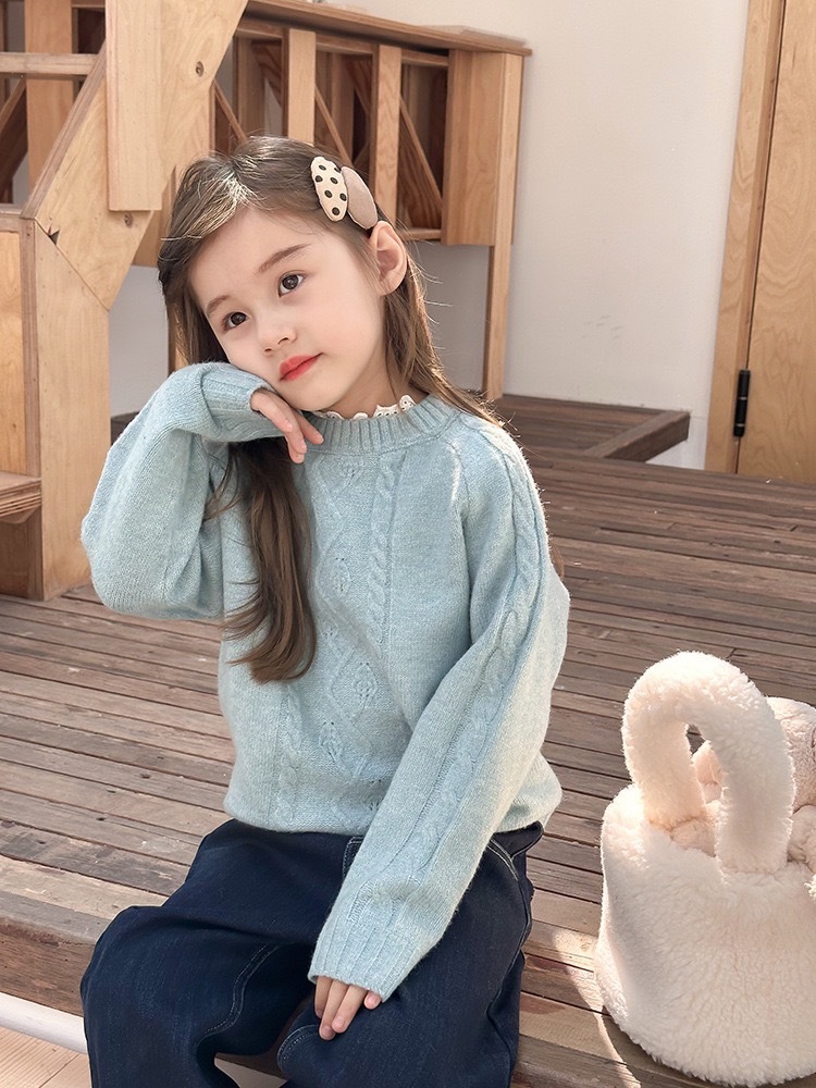 寶寶藍柔軟假兩件針織上衣