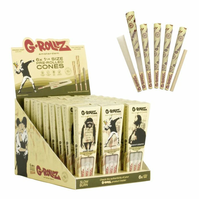BANKSY'S GRAFFITI - ORGANIC HEMP EXTRA THIN PRE ROLLED CONES BY G-ROLLZ