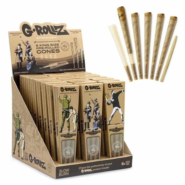 BANKSY'S GRAFFITI - BAMBOO UNBLEACHED PRE ROLLED CONES BY G-ROLLZ