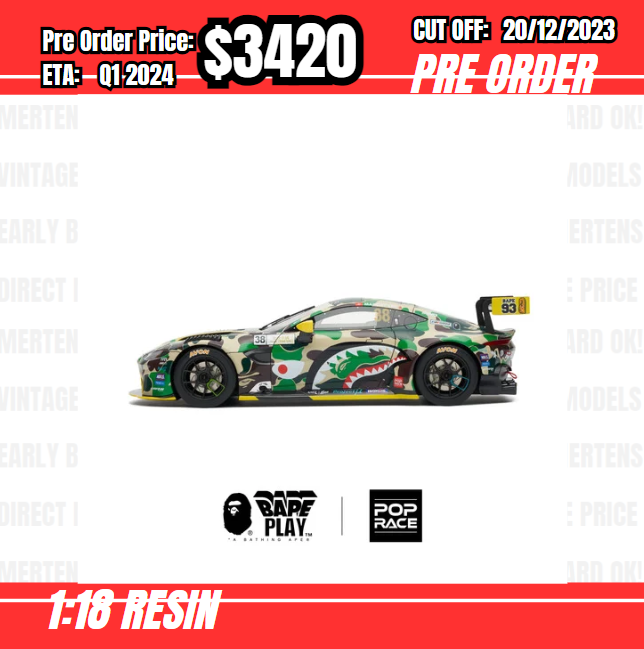 PO-$3420 * Pop Race * X Bape 1:18 ASTON MARTIN GT3 [OD09/12]