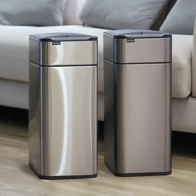 20L不鏽鋼雙開除臭感應垃圾桶 ELPH9811U鈦金色