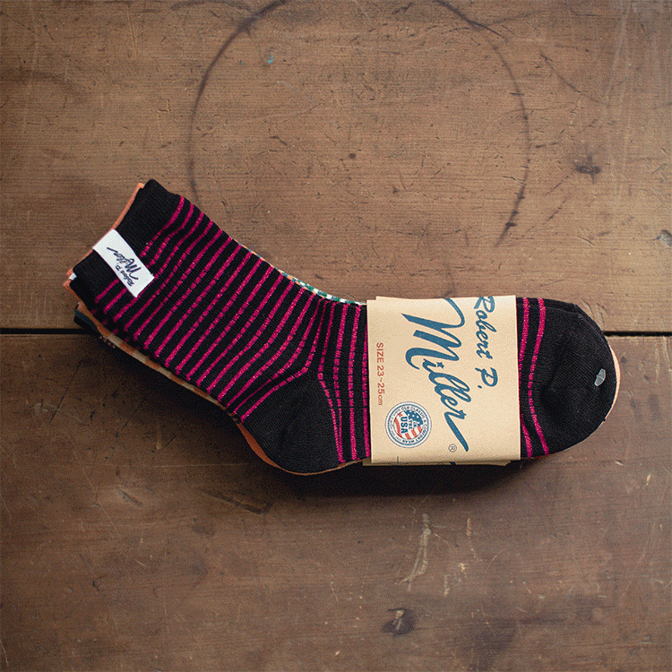 ROBERT P MILLER 326C CREW LENGTH SOCKS 女生 中筒 條紋 長襪