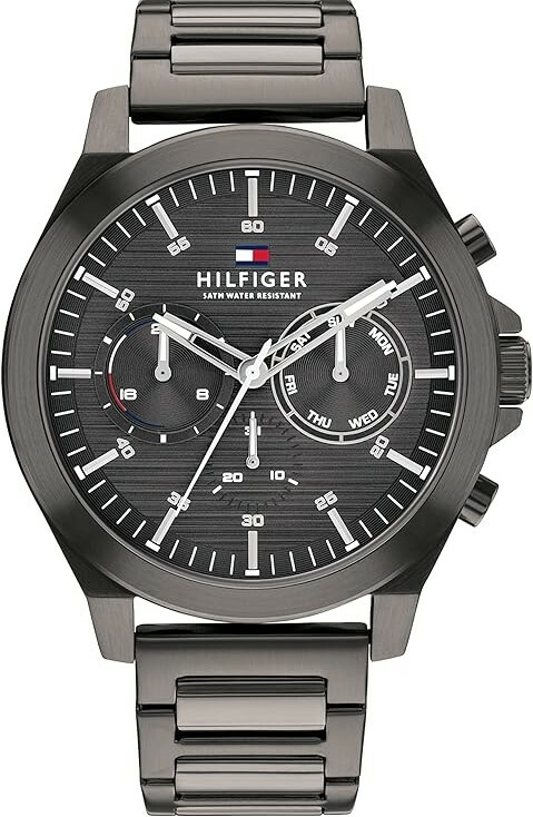 萬年鐘錶 - Tommy Hilfiger  全黑經典時尚三眼男錶 1710519  錶徑46MM