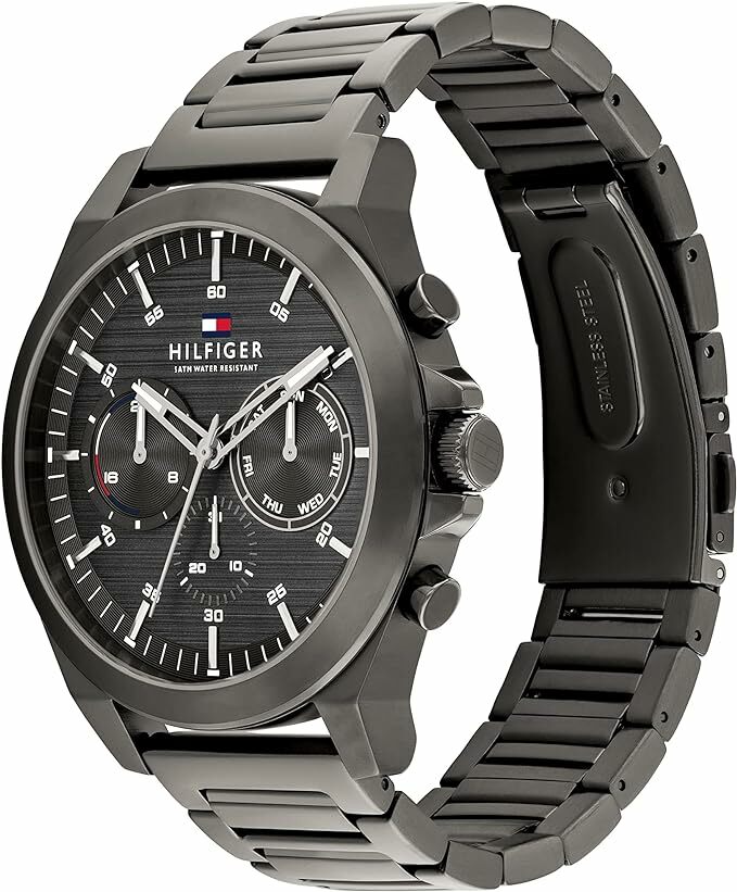 萬年鐘錶 - Tommy Hilfiger  全黑經典時尚三眼男錶 1710519  錶徑46MM