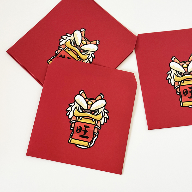 舞龍舞獅信封袋/大紅包袋/包裝袋(6入)