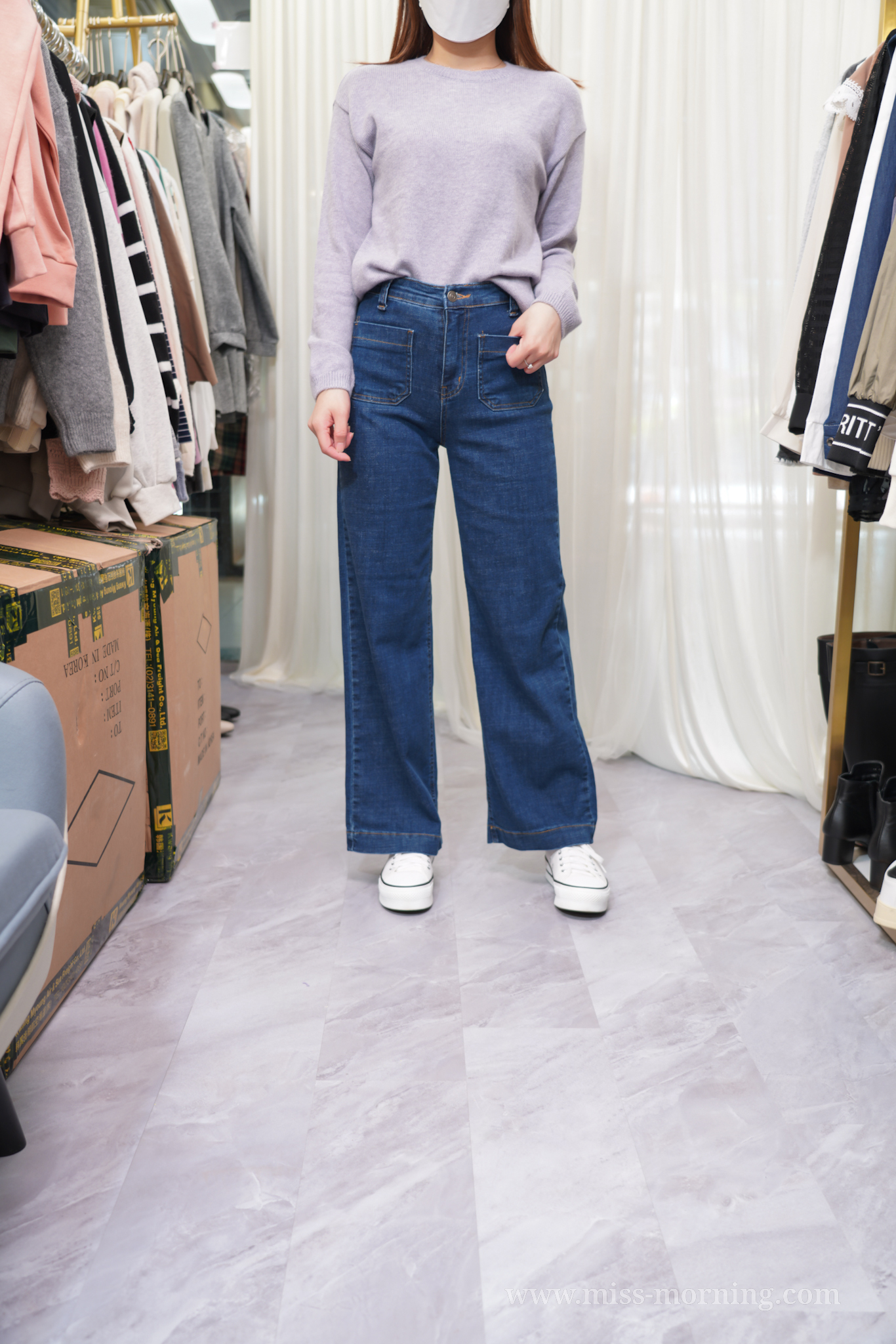 全條彈彈超舒適兩袋顯瘦牛仔褲(33669)