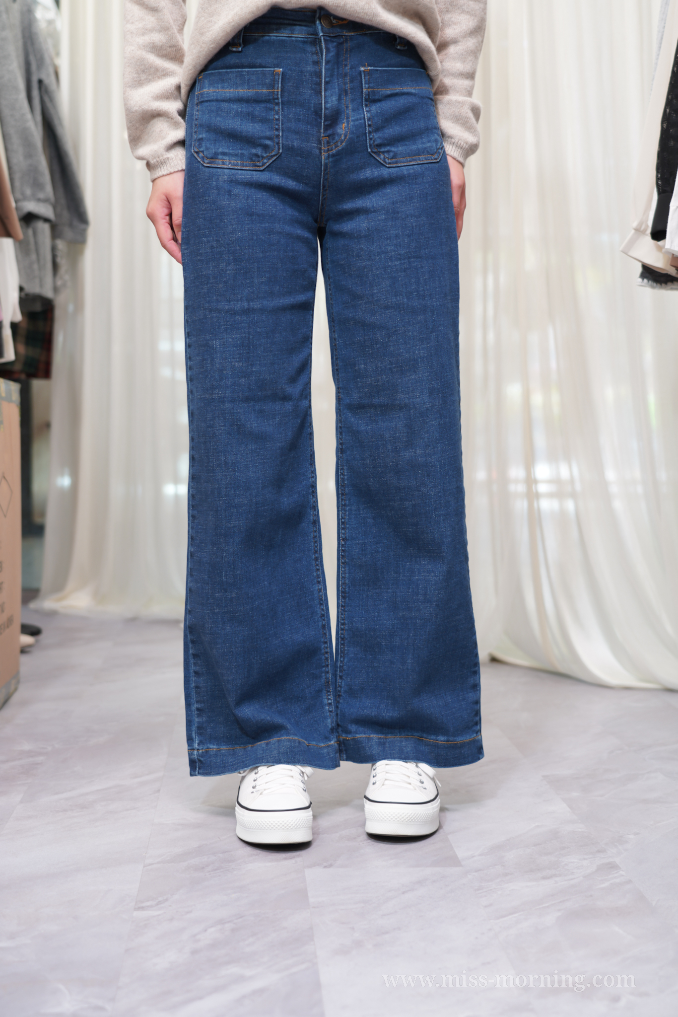 全條彈彈超舒適兩袋顯瘦牛仔褲(33669)